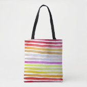 Regenboogstrepen schattige waterverf tote bag (Voorkant)