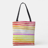 Regenboogstrepen schattige waterverf tote bag (Achterkant)