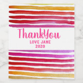 Regenboogstrepen schattige waterverf wijn etiket (Enkel label)