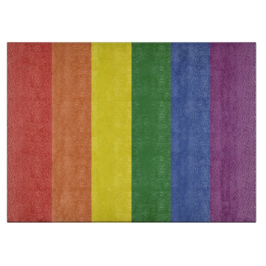 Regenboogstrepen Snijplank (Voorkant)