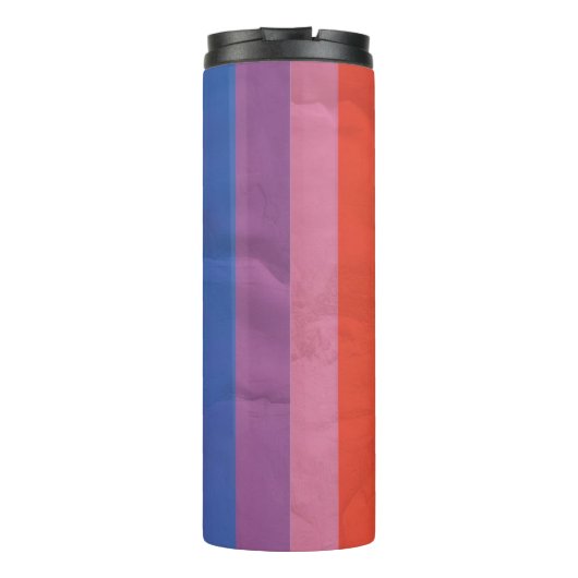Regenboogstrepen verticaal thermosbeker (Achterkant)