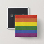 Regenboogstrepen Vierkante Button 5,1 Cm (Voorkant /achterkant)