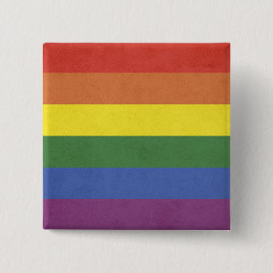 Regenboogstrepen Vierkante Button 5,1 Cm