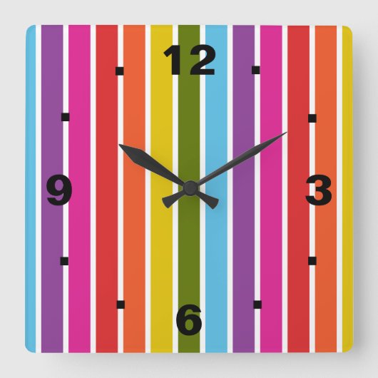 Regenboogstrepen Vierkante Klok (Voorkant)
