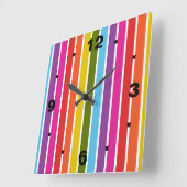 Regenboogstrepen Vierkante Klok (Hoek)