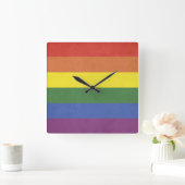 Regenboogstrepen Vierkante Klok (Huis)