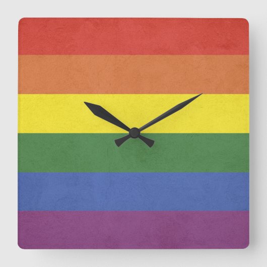 Regenboogstrepen Vierkante Klok (Voorkant)