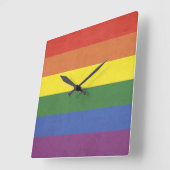 Regenboogstrepen Vierkante Klok (Hoek)