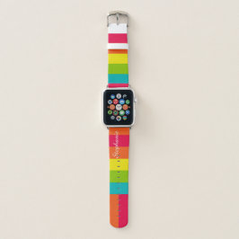 Regenboogstripe Oranje roze gele groene naam Apple Horlogebandje