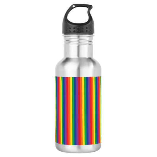 Regenboogstripe Stomme Kinder flacon met naam Waterfles (Voorkant)