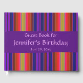 Regenboogstripes Abstract Birthday Party Guest Boo Gastenboek (Voorkant)