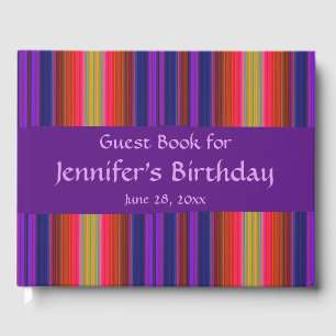 Regenboogstripes Abstract Birthday Party Guest Boo Gastenboek