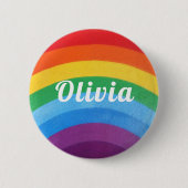 Regenboogstripes, gepersonaliseerd ronde button 5,7 cm (Voorkant)
