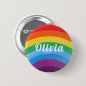 Regenboogstripes, gepersonaliseerd ronde button 5,7 cm (Voorkant /achterkant)