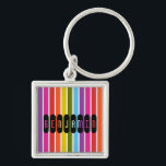 Regenboogstripes, gepersonaliseerd sleutelhanger<br><div class="desc">Helder gekleurd regenboogstriped patroon met een sjabloon om jouw naam of andere tekst toe te voegen.</div>