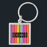 Regenboogstripes, gepersonaliseerd sleutelhanger<br><div class="desc">Helder gekleurd regenboogstriped patroon met een sjabloon om jouw naam of andere tekst toe te voegen.</div>