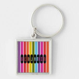 Regenboogstripes, gepersonaliseerd sleutelhanger