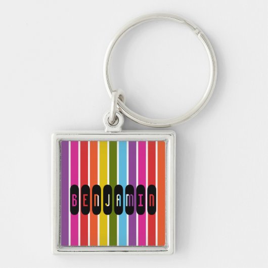 Regenboogstripes, gepersonaliseerd sleutelhanger (Voorkant)
