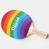 Regenboogstripes, gepersonaliseerd tafeltennisbatje (Zijkant)