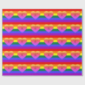 Regenboogstripes Pride met harten en aangepaste na Cadeaupapier (Vlak)