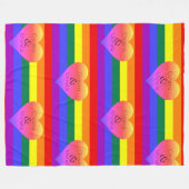 Regenboogstripes Pride met harten en aangepaste na Fleece Deken (Voorkant (Horizontaal))