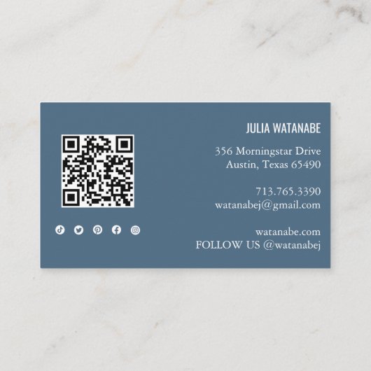 Regenboogstripes QR Code Social Media Chic Visitekaartje (Achterkant)