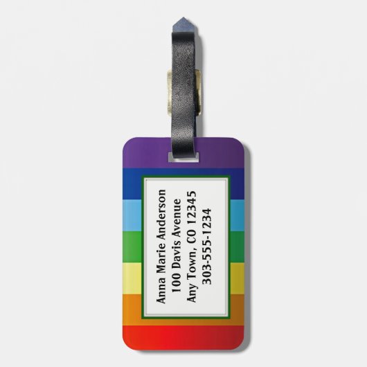 Regenboogstrips Bagagelabels (Achterkant verticaal)