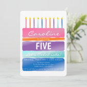 Regenboogstrips Birthday Candle Cake Kaart (Staand voorkant)