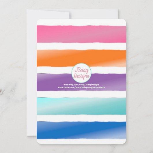 Regenboogstrips Birthday Candle Cake Kaart (Achterkant)