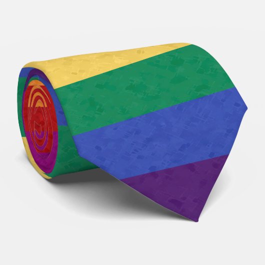 Regenboogstrips en Abstract patroon Stropdas (Opgerold)