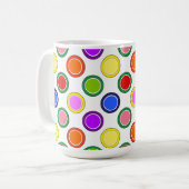 Regenboogstrips en Polka Dots Happy Colorful Koffiemok (Voorkant links)