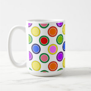 Regenboogstrips en Polka Dots Happy Colorful Koffiemok
