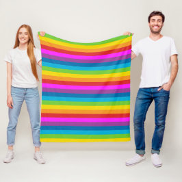 Regenboogstrips Fleece Deken