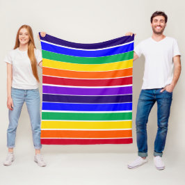 Regenboogstrips Fleece Deken