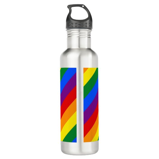Regenboogstrips Gay Pride Design Water Fles (Achterkant)