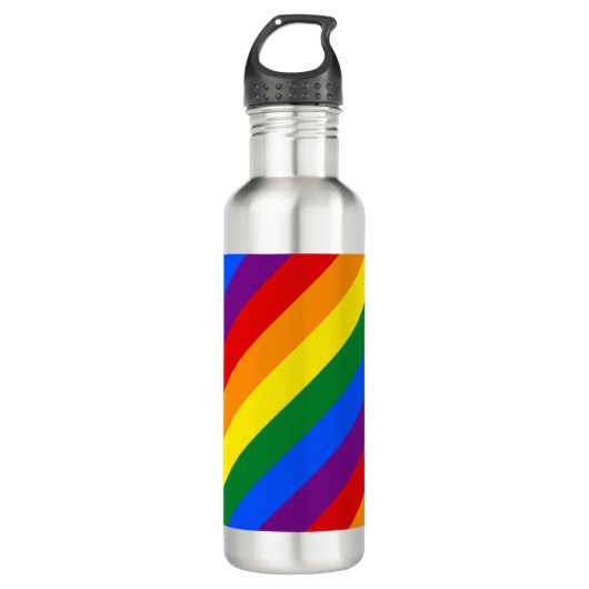 Regenboogstrips Gay Pride Design Water Fles (Voorkant)