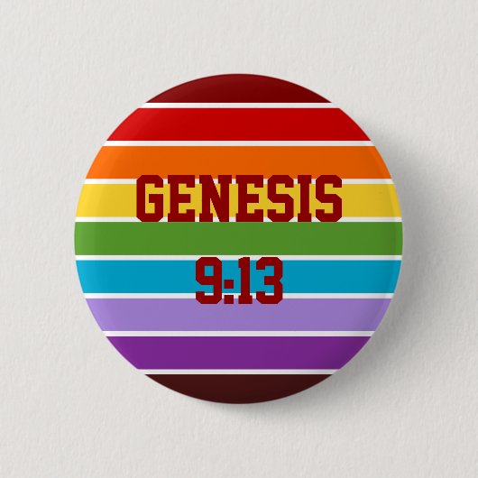 Regenboogstrips, Genesis 9:13 Ronde Button 5,7 Cm (Voorkant)