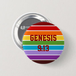 Regenboogstrips, Genesis 9:13 Ronde Button 5,7 Cm