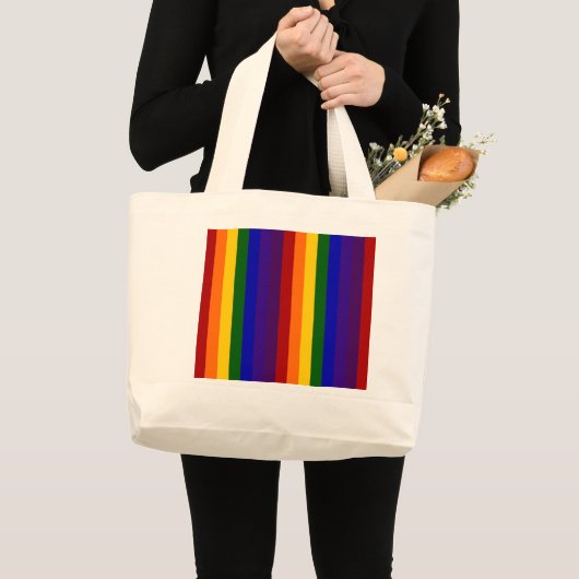 Regenboogstrips Grote Tote Bag (Voorkant (product))