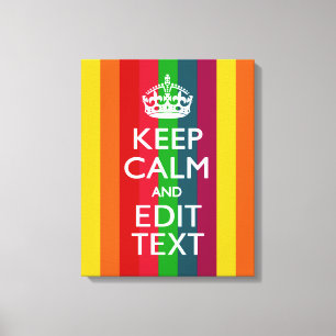 Regenboogstrips houden kalm en Jouw tekst aan Canvas Afdruk