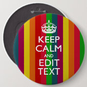 Regenboogstrips houden kalm en Jouw tekst aan Ronde Button 6,0 Cm (Voorkant /achterkant)