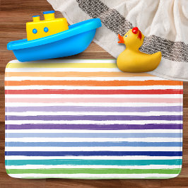  regenboogstrips in de badkamer badmat