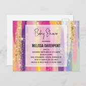 Regenboogstrips met Faux Glitter Baby shower Briefkaart (Voorkant / Achterkant)