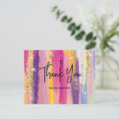 Regenboogstrips met Faux Glitter Dank u Briefkaart (Staand voorkant)