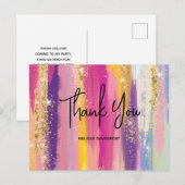 Regenboogstrips met Faux Glitter Dank u Briefkaart (Voorkant / Achterkant)