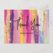 Regenboogstrips met Faux Glitter Dank u Briefkaart (Voorkant)