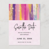 Regenboogstrips met Faux Glitter Save the Date Uitnodiging Briefkaart (Voorkant)