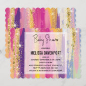 Regenboogstrips met Faux Gold Glitter Baby shower Kaart (Voorkant / Achterkant)