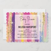 Regenboogstrips met Faux Gold Glitter Baby shower Kaart (Voorkant)