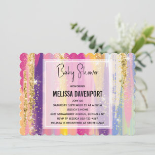 Regenboogstrips met Faux Gold Glitter Baby shower Kaart